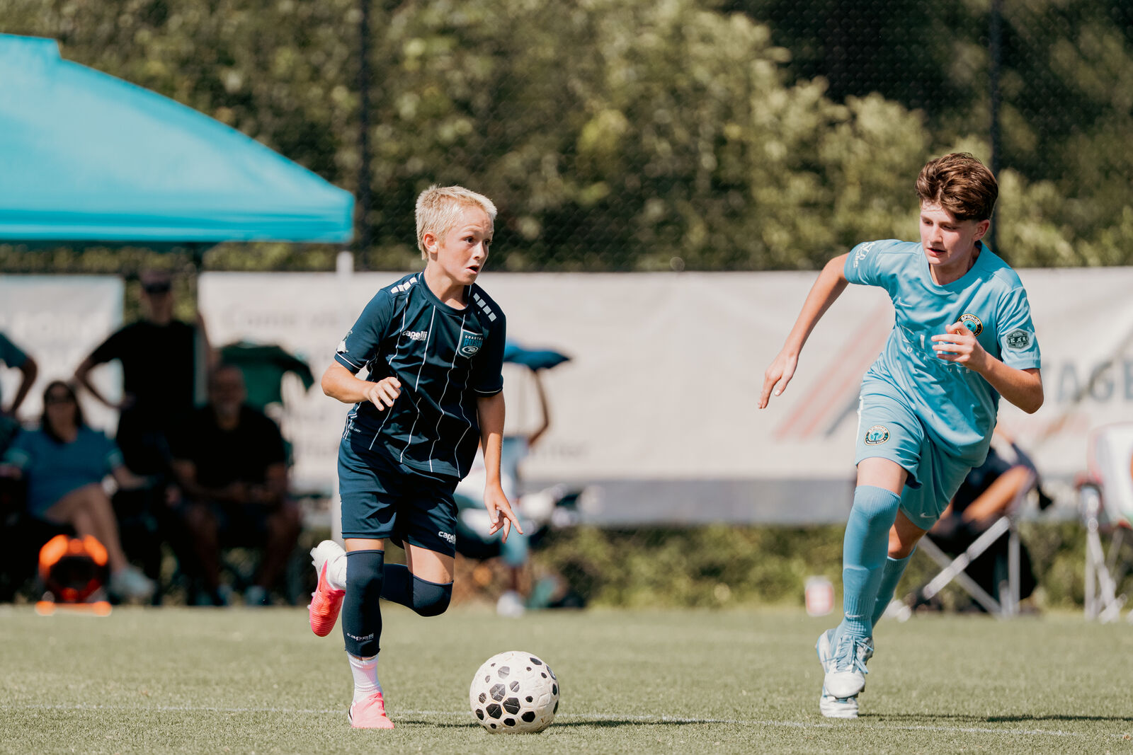 Cash McClendon driving at goal